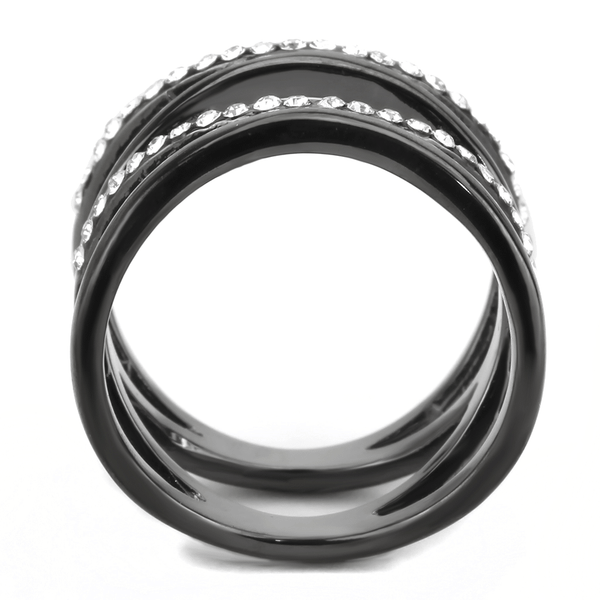 TK3689 - IP Light Black  (IP Gun) Stainless Steel Ring with Top Grade Crystal  in Clear A874-TK3689