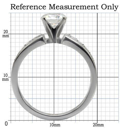 TK068 - High polished (no plating) Stainless Steel Ring with AAA Grade CZ  in Clear A874-TK068