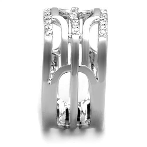 3W1070 - Rhodium Brass Ring with AAA Grade CZ  in Clear A874-3W1070