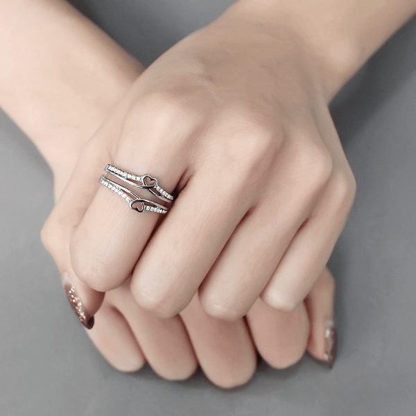 DA242 - High polished (no plating) Stainless Steel Ring with AAA Grade CZ  in Clear A874-DA242