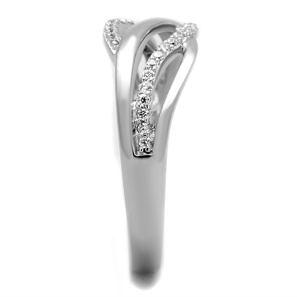 TS268 - Rhodium 925 Sterling Silver Ring with AAA Grade CZ  in Clear A874-TS268