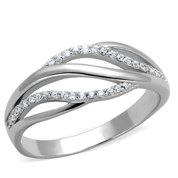 TS268 - Rhodium 925 Sterling Silver Ring with AAA Grade CZ  in Clear A874-TS268