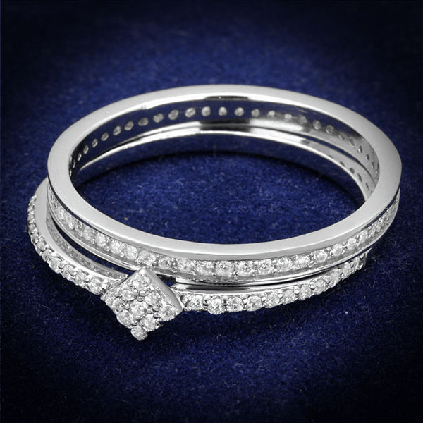 TS498 - Rhodium 925 Sterling Silver Ring with AAA Grade CZ  in Clear A874-TS498