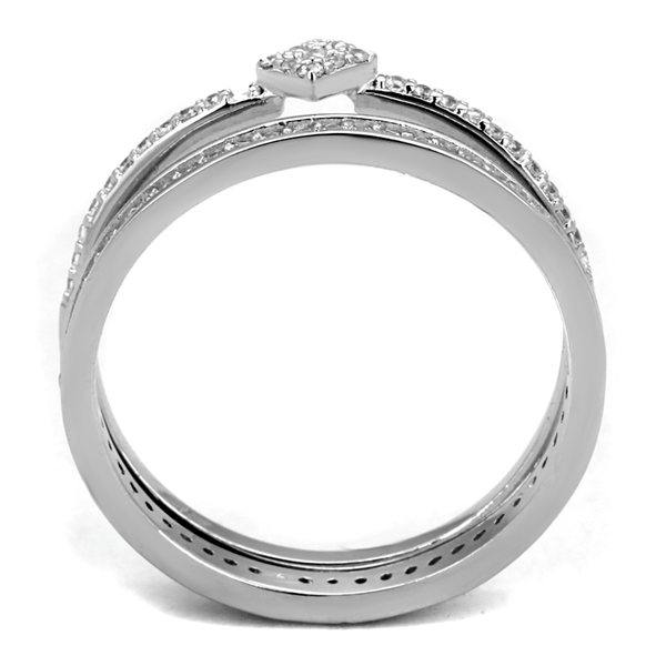 TS498 - Rhodium 925 Sterling Silver Ring with AAA Grade CZ  in Clear A874-TS498