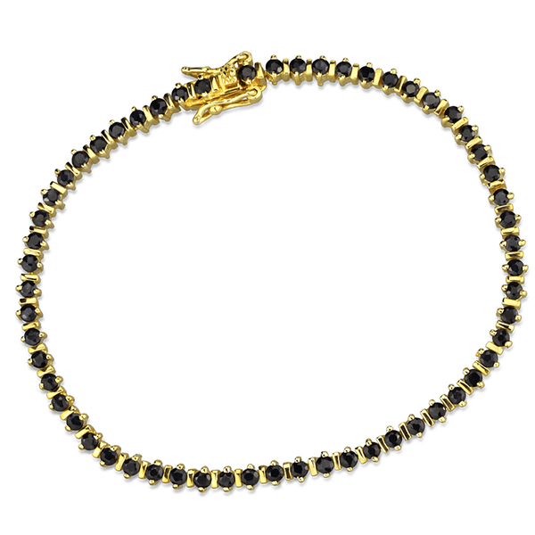 LOS838 - Gold 925 Sterling Silver Bracelet with AAA Grade CZ  in Jet A874-LOS838