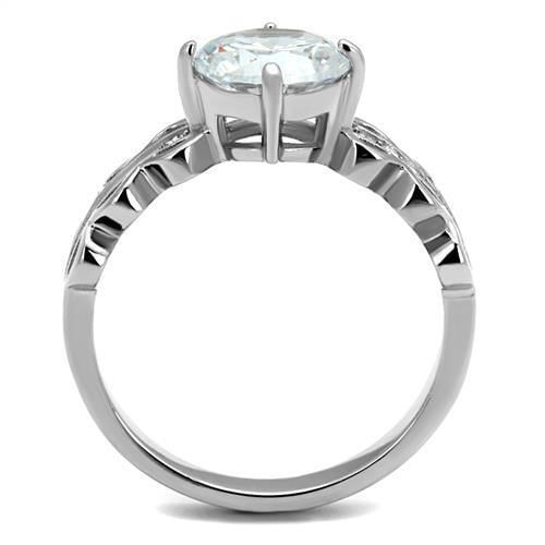 TK2658 - High polished (no plating) Stainless Steel Ring with AAA Grade CZ  in Clear A874-TK2658