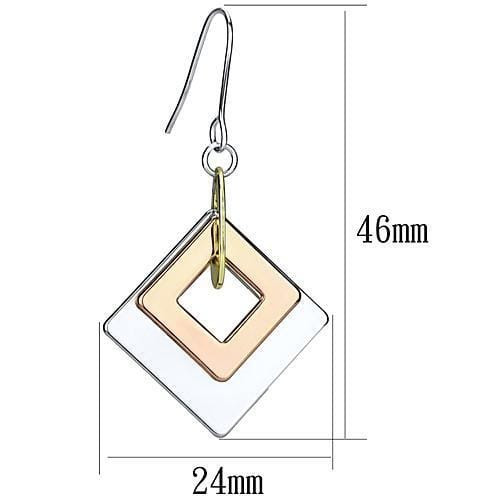 LO2676 - Rhodium + Gold + Rose Gold Iron Earrings with No Stone A874-LO2676