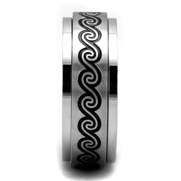 TK2930 - High polished (no plating) Stainless Steel Ring with Epoxy  in Jet A874-TK2930