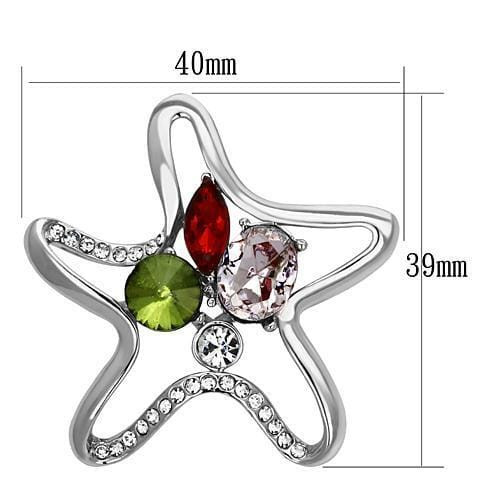 LO2912 - Imitation Rhodium White Metal Brooches with Synthetic Acrylic in Multi Color A874-LO2912