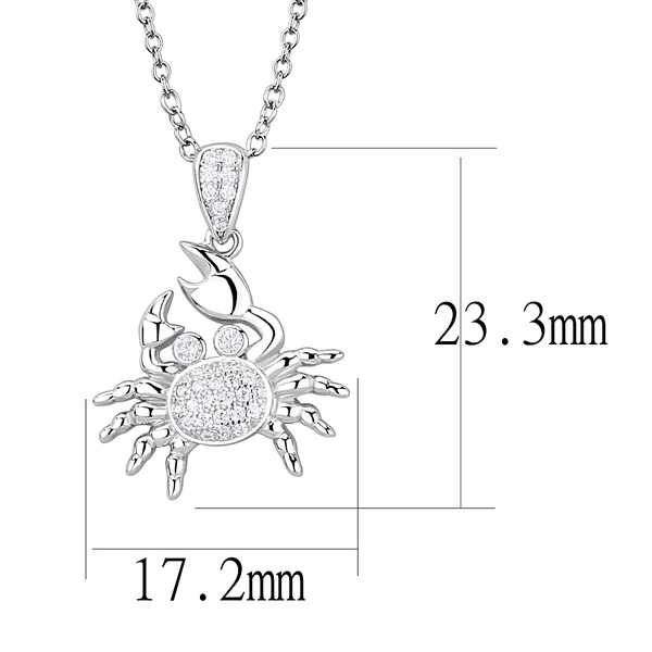 3W1377 - Rhodium 925 Sterling Silver Chain Pendant with AAA Grade CZ  in Clear A874-3W1377