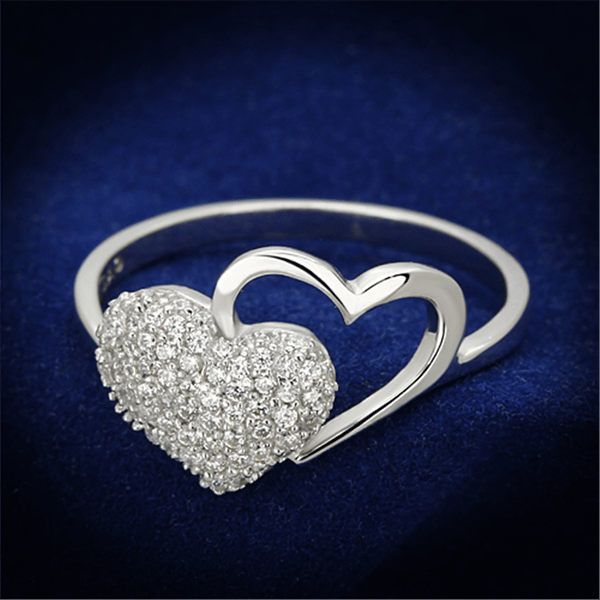TS130 - Rhodium 925 Sterling Silver Ring with AAA Grade CZ  in Clear A874-TS130