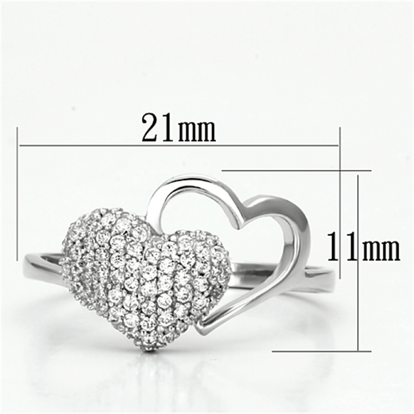 TS130 - Rhodium 925 Sterling Silver Ring with AAA Grade CZ  in Clear A874-TS130