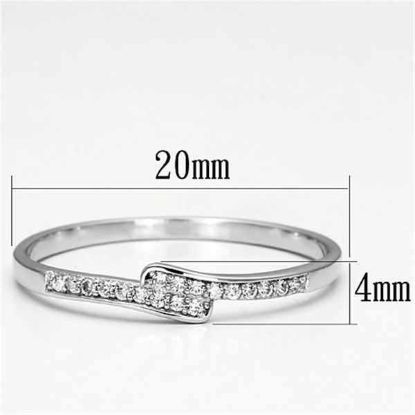 TS077 - Rhodium 925 Sterling Silver Ring with AAA Grade CZ  in Clear A874-TS077