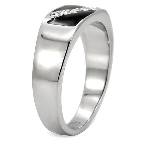 TK414701 - High polished (no plating) Stainless Steel Ring with Top Grade Crystal  in Clear A874-TK414701