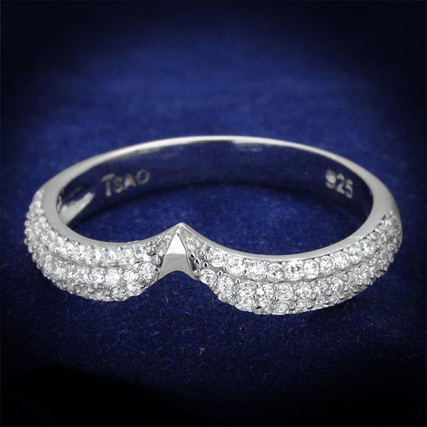TS433 - Rhodium 925 Sterling Silver Ring with AAA Grade CZ  in Clear A874-TS433
