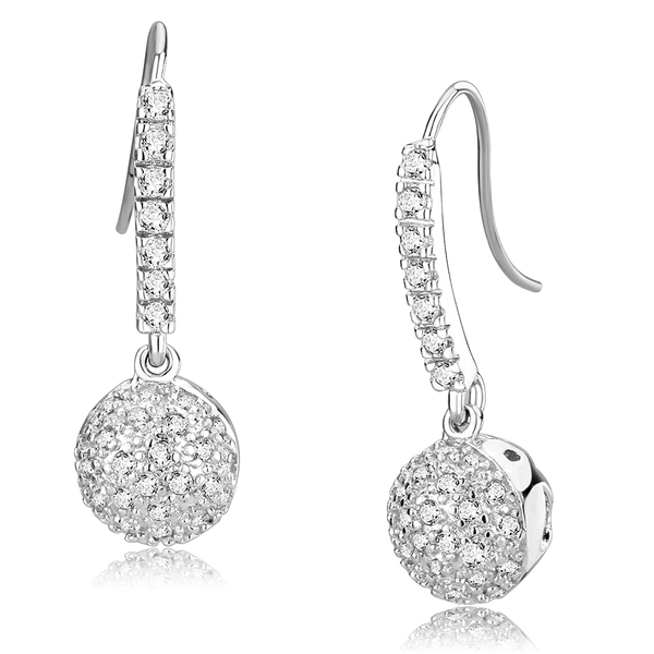 LO893 - Rhodium Brass Earrings with AAA Grade CZ  in Clear A874-LO893