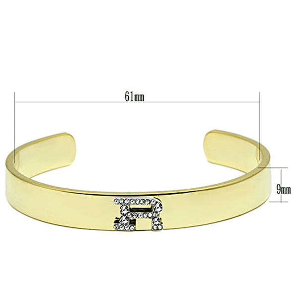LO2587 - Gold+Rhodium White Metal Bangle with Top Grade Crystal  in Clear A874-LO2587
