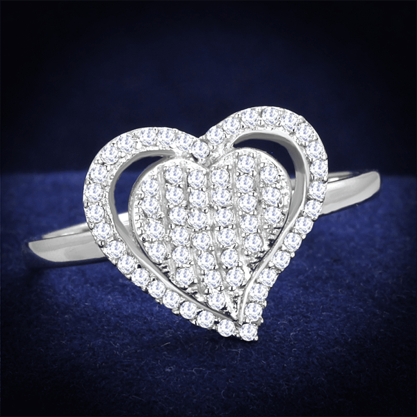 TS192 - Rhodium 925 Sterling Silver Ring with AAA Grade CZ  in Clear A874-TS192
