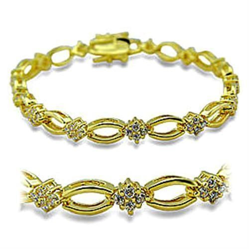 416006 - Gold Brass Bracelet with AAA Grade CZ  in Clear A874-416006