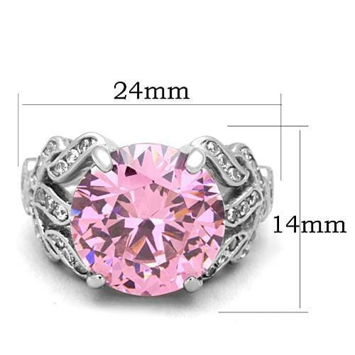 TK1512 - High polished (no plating) Stainless Steel Ring with AAA Grade CZ  in Rose A874-TK1512