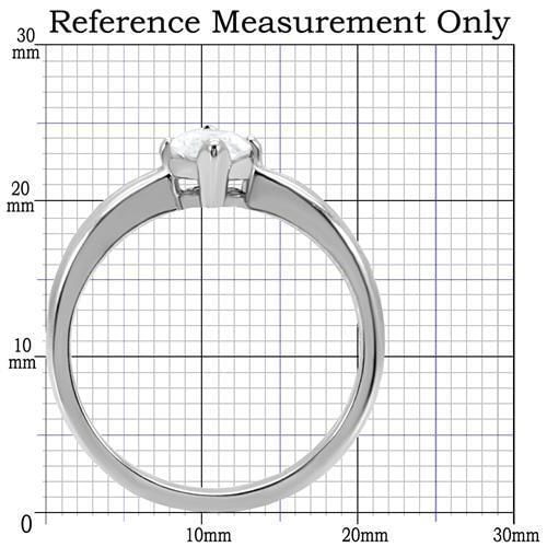 TK103 - High polished (no plating) Stainless Steel Ring with AAA Grade CZ  in Clear A874-TK103