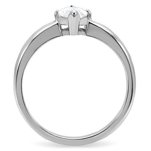 TK103 - High polished (no plating) Stainless Steel Ring with AAA Grade CZ  in Clear A874-TK103