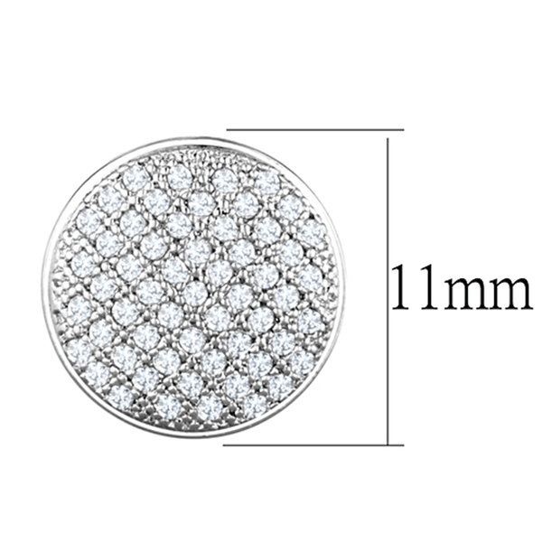 3W666 - Rhodium Brass Earrings with AAA Grade CZ  in Clear A874-3W666