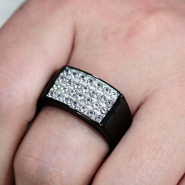 TK3754 IP Black Stainless Steel Ring with AAA Grade CZ in Clear A874-tk3754