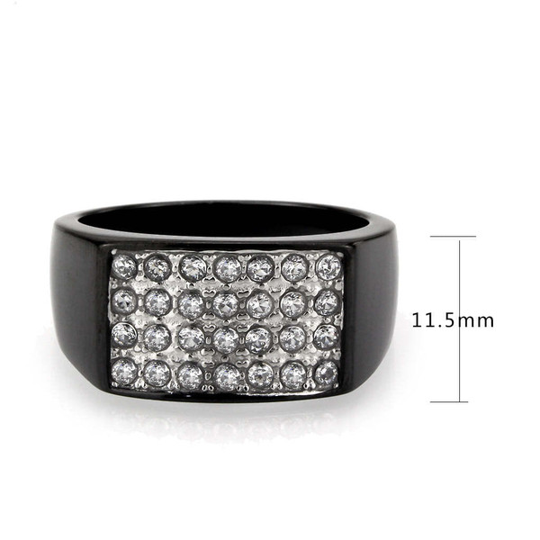 TK3754 IP Black Stainless Steel Ring with AAA Grade CZ in Clear A874-tk3754