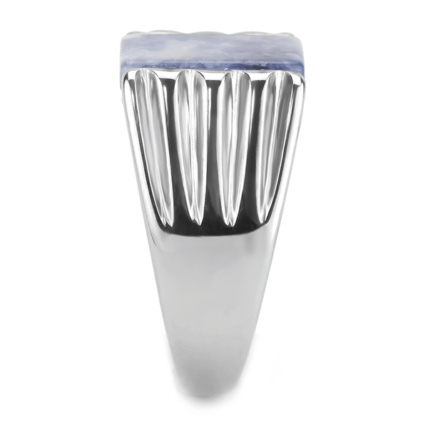TK1799 - High polished (no plating) Stainless Steel Ring with Semi-Precious Sodalite in Capri Blue A874-TK1799