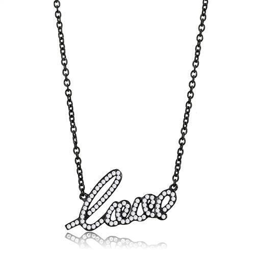 TK3217 - IP Black(Ion Plating) Stainless Steel Chain Pendant with AAA Grade CZ  in Clear A874-TK3217