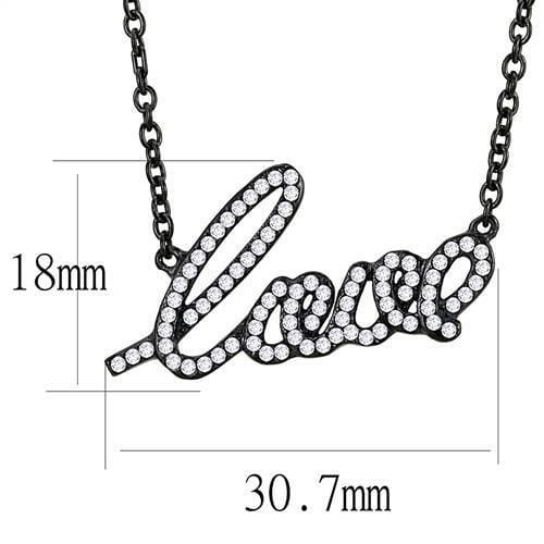 TK3217 - IP Black(Ion Plating) Stainless Steel Chain Pendant with AAA Grade CZ  in Clear A874-TK3217