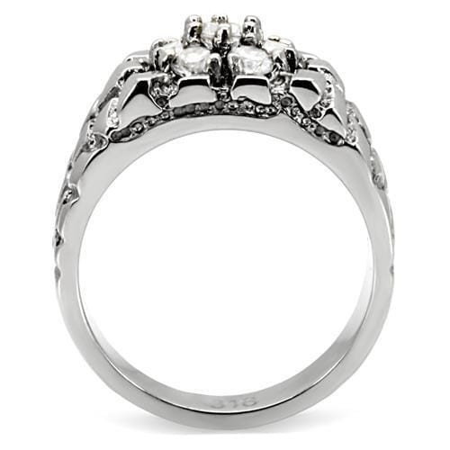 TK121 - High polished (no plating) Stainless Steel Ring with AAA Grade CZ  in Clear A874-TK121