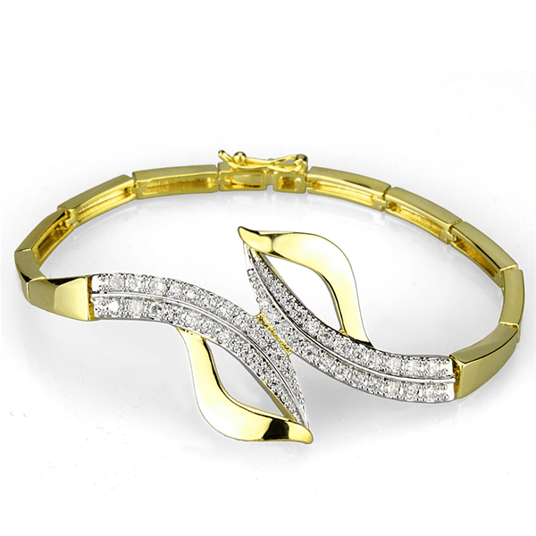 3W942 - Gold+Rhodium Brass Jewelry Sets with AAA Grade CZ  in Clear A874-3W942
