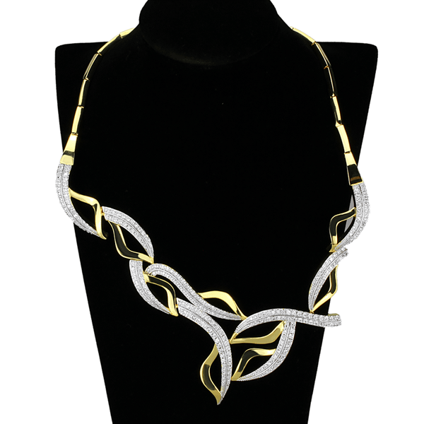 3W942 - Gold+Rhodium Brass Jewelry Sets with AAA Grade CZ  in Clear A874-3W942