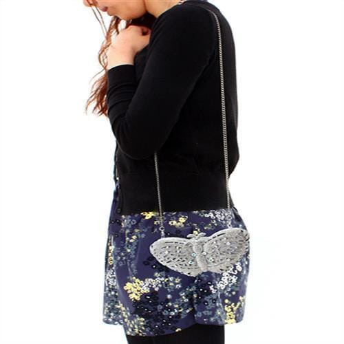 LO2366 - Imitation Rhodium White Metal Clutch with Top Grade Crystal  in White A874-LO2366