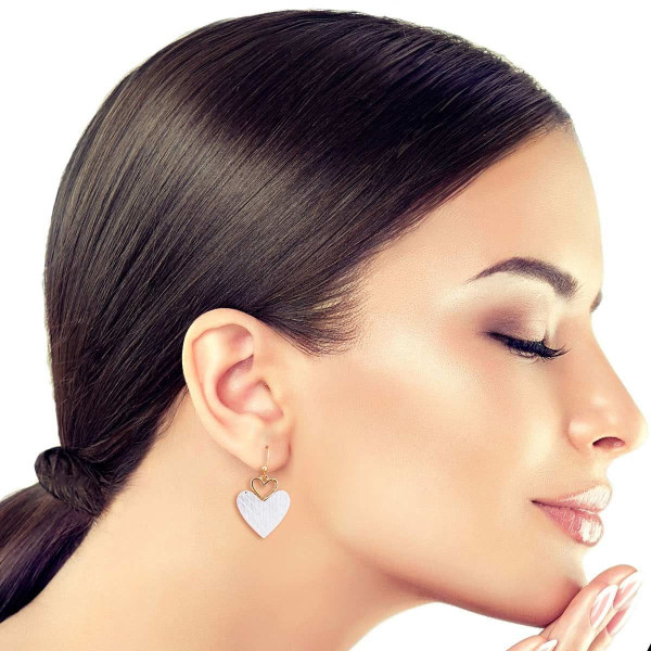 Scratched Heart Drop Earrings T226-9485751157055