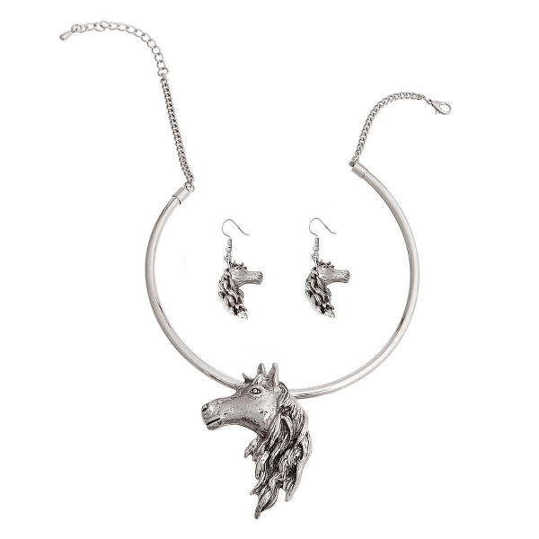 Burnished Silver Horse Necklace T226-9485879640383