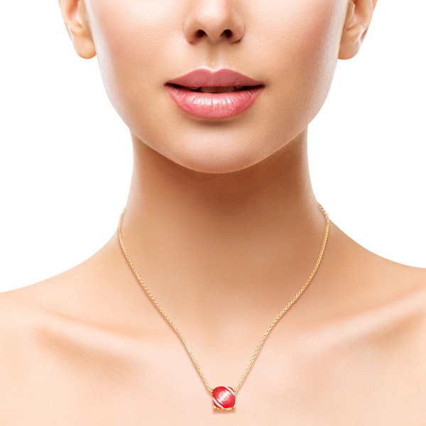 Gold Football Cushion Cut Necklace T226-9485619265855