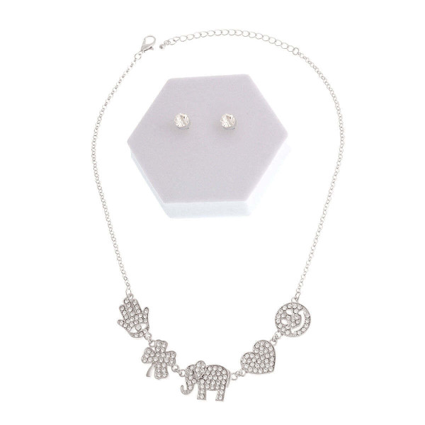 Silver Rhinestone Lucky Charm Set T226-9485773963583