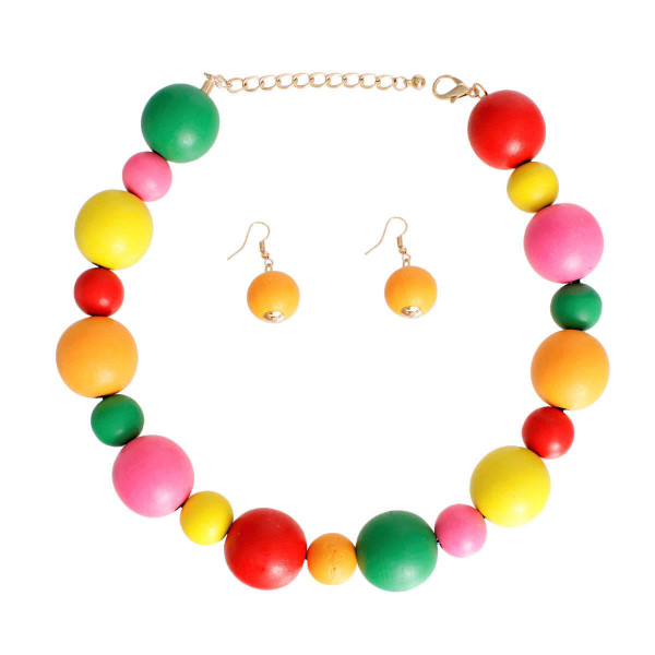 Rainbow Wood Necklace T226-9485479739711