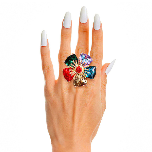 Multi Color Daisy Crystal Ring T226-9485658095935