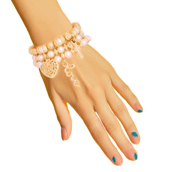 3 Strand Cream Love Bracelets T226-9485536395583