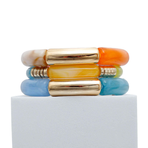 Multi Color Tube Stretch Bangle Set T226-9485633519935
