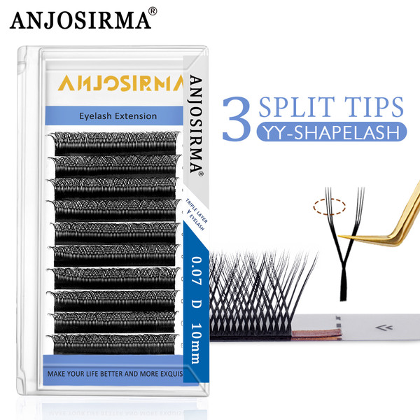 Curl: dd, Length: 17mm - ANJOSIRMA YY Shaped Eyelash Extension, 3 Split Tips, Soft BASF Lash,  Hand F640-12000039974000556