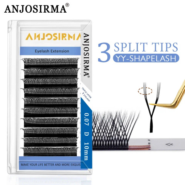 Curl: dd, Length: 17mm - ANJOSIRMA YY Shaped Eyelash Extension, 3 Split Tips, Soft BASF Lash,  Hand F640-12000039974000556