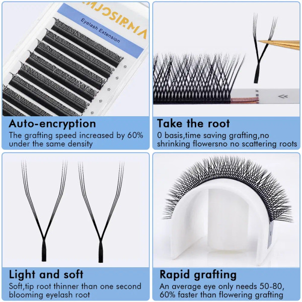 Curl: dd, Length: 17mm - ANJOSIRMA YY Shaped Eyelash Extension, 3 Split Tips, Soft BASF Lash,  Hand F640-12000039974000556