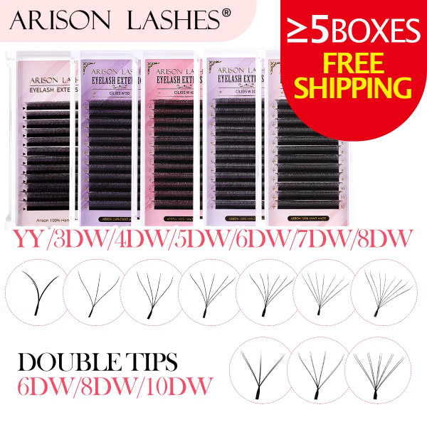 Color: Red, Curl: D, Thickness: 0.07mm, Length: MIX - ARISON YY Lashes and 3D/4D/5D W Shape Lashes  F640-12000041724874460