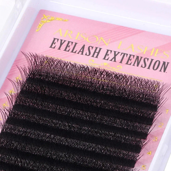 Color: Brushed Chrome, Curl: C, Thickness: 0.07mm, Length: 11mm - ARISON LASHES W Shape 3/4/5/6D Ey F640-12000028753372893