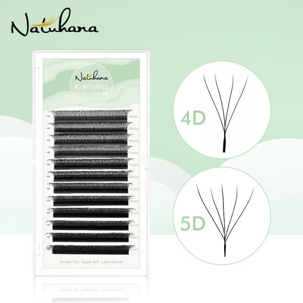 Color: Black & Silver, Curl: C, Thickness: 0.07mm, Length: 9mm - NATUHANA W-Shaped 4D 5D Volume Eye F640-12000031131818081